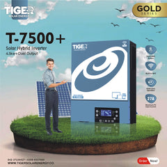 Tiger T-7500+ Gold Series 4.5kW Hybrid Solar Inverter With 7500W PV | Dual Input | Built-In WiFi |3 Outputs | BMS Port