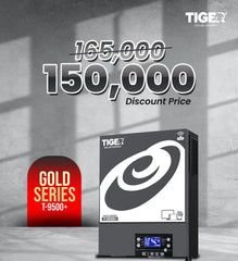 Tiger T-9500+ Gold Series 6.5kW Hybrid Solar Inverter With 9500W PV | Built-in WiFi | Pure Sine Wave | Dual Inputs | Three Outputs